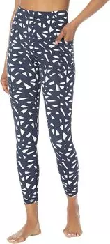 Супермягкие леггинсы для йоги 7/8 Sweaty Betty, цвет Navy Blue Mini Vintage Seed Print