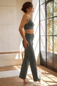 Супермягкие расклешенные леггинсы для занятий йогой Next, зеленый