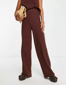 Супермягкие широкие брюки шоколадного цвета ASOS DESIGN co-ord