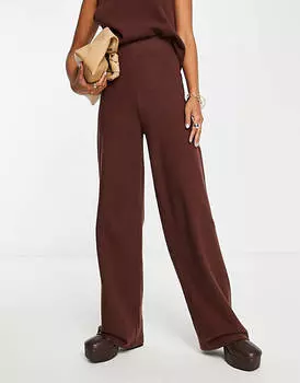 Супермягкие широкие брюки шоколадного цвета ASOS DESIGN Coord