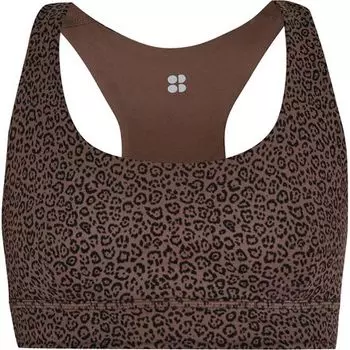 Супермягкий двусторонний бюстгальтер для йоги — женский Sweaty Betty, цвет Brown Leopard Markings Print/Walnut Brown