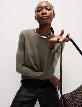 Супермягкий джемпер с круглым вырезом Marks & Spencer, цвет Nutmeg