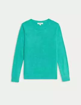 Супермягкий джемпер с круглым вырезом Marks & Spencer, цвет Bright aqua