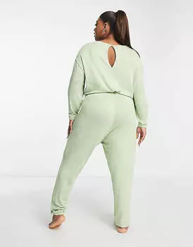 Супермягкий комбинезон шалфейного цвета ASOS DESIGN Curve Lounge