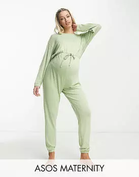 Супермягкий комбинезон шалфейного цвета ASOS DESIGN Maternity Lounge
