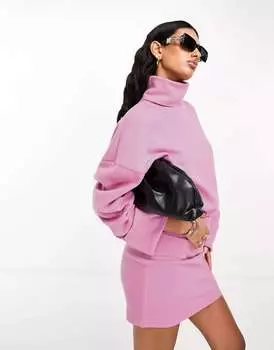Супермягкий коордный воротник с высоким воротником и манжетами ASOS ярко-розового цвета