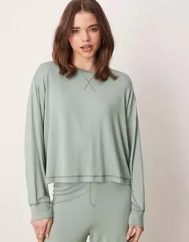Супермягкий пижамный топ свободного кроя с длинными рукавами ASOS DESIGN зеленого цвета, сочетаемый и сочетаемый