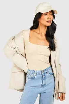 Супермягкий топ премиум-класса с квадратным вырезом и длинными рукавами boohoo, бежевый