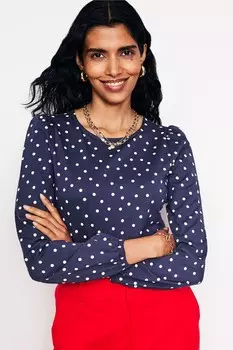 Супермягкий топ с длинными рукавами Boden, синий