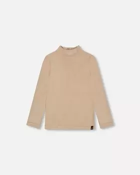 Супермягкий топ с воротником под горло с начесом, средний бежевый Deux par Deux