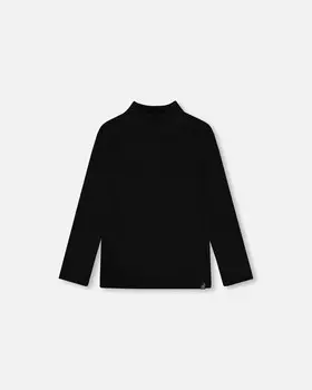 Супермягкий топ с воротником-стойкой с начесом, черный