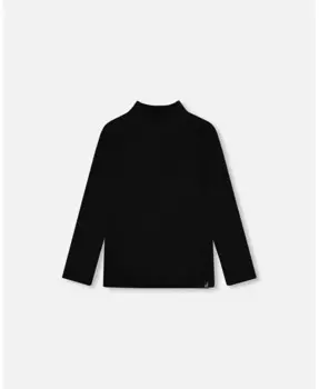 Супермягкий топ с воротником-стойкой с начесом для маленьких девочек, черный - для малышей, ребенок Deux Par Deux, черный