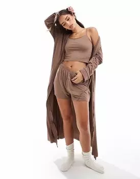 Супермягкий топ-топ на бретельках из джерси Loungeable Mix & Match цвета капучино