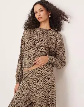 Супермягкий трикотажный топ Vila с принтом мини-леопарда