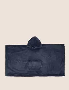 Супермягкое одеяло с капюшоном из искусственного меха The Marks & Spencer Snuggle, темно-синий