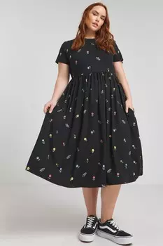 Супермягкое платье миди с карманами Simply Be, черный