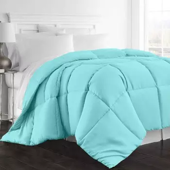Супермягкое роскошное зимнее теплое мягкое стеганое пуховое альтернативное пододеяльник с вставкой (с наполнителем 200 GSM) Размер King 106x92 Aqua Solid, 100% египетский хлопок 620-TC NJ Global Beddings