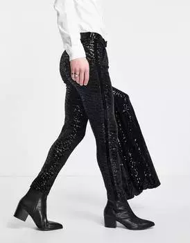 Супероблегающие бархатные брюки с пайетками ASOS DESIGN