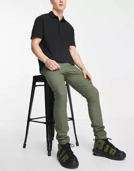 Супероблегающие брюки чинос цвета хаки ASOS DESIGN