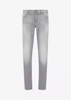 Супероблегающие джинсы J33 из комфортного флисового денима Armani Exchange, серый