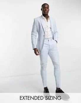 Супероблегающие льняные костюмные брюки в голубую клетку ASOS DESIGN
