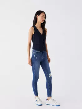 Супероблегающие женские джинсовые брюки LCW Jeans, среднее индиго родео