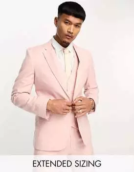 Супероблегающий льняной пиджак ASOS пастельно-розового цвета