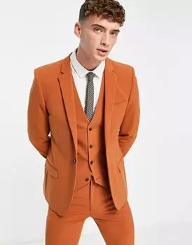 Супероблегающий пиджак табачно-коричневого цвета ASOS