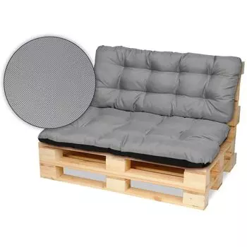 Суперподушка24. Подушка для поддонов Подушки для поддонов Подушка сиденья - 120x80 см и спинка 120x50 см - для улицы и дома - коричневый SuperKissen24., серый