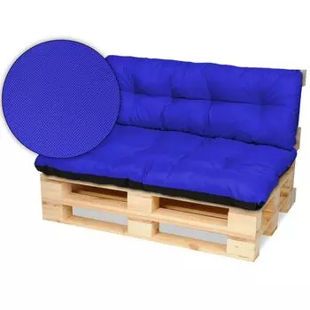 Суперподушка24. Подушка для поддонов Подушки для поддонов Подушка сиденья - 120x80 см и спинка 120x38 см - для улицы и для интерьера - черный SuperKissen24., синий