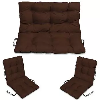 СуперПодушка24. Подушка для сиденья, подушка для скамейки, подушка для садовой скамейки - 100x50 см и спинка 100x60 см - для улицы и для дома - Folk SuperKissen24., коричневый