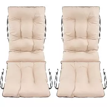 СуперПодушка24. Подушка для стула Подушка для сиденья и подушка спинки для стульев, набор из 2 шт. 48x48x75 см - для улицы и дома - водонепроницаемая - черный лен SuperKissen24., бежевый
