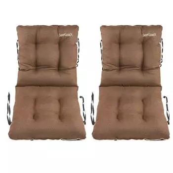 СуперПодушка24. Подушка для стула Подушка для сиденья и спинка для стульев, комплект из 2 шт. 48x48x75 см - для улицы и для дома - водонепроницаемая - коричневый лен SuperKissen24.