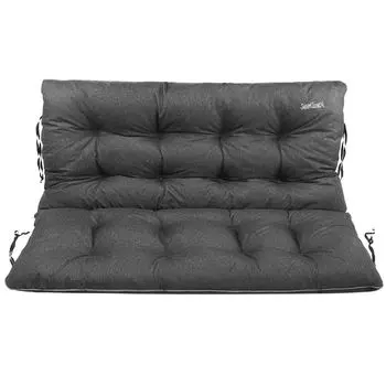 СуперПодушка24. Подушка сиденья Подушка для скамейки для садовой скамейки - Подушка для скамейки Подушка для скамейки 180x60x50 см с 2 подушками для стульев 48x96 см - атмосферостойкая - бежевый лен SuperKissen24., черный