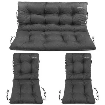 СуперПодушка24. Подушка сиденья Подушка для скамейки для садовой скамейки - Подушка для скамейки Подушка для скамейки 180x60x50 см - атмосферостойкая - бежевый лен SuperKissen24., черный