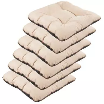 СуперПодушка24. Подушки для садового стула - набор подушек для стульев 6 шт. 45х45 см - атмосферостойкие подушки с наполнителем - коричневый лен SuperKissen24., бежевый