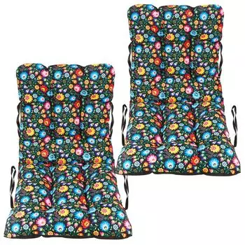 СуперПодушка24. Подушки для стульев Подушки для сидений и спинки стульев - набор из 2 шт. 48x48x75 см - для улицы и дома - Folk SuperKissen24.
