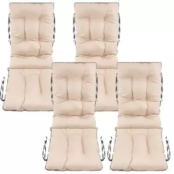 СуперПодушка24. Подушки для стульев Подушки для сидений и спинки стульев, набор из 4 шт., 48x48x75 см - для улицы и дома - водонепроницаемые - черный лен SuperKissen24., бежевый