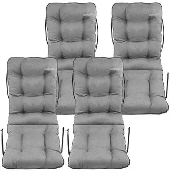 СуперПодушка24. Подушки для стульев Подушки для сидений и спинки стульев набор из 4 шт. 48x48x75 см - для улицы и для дома - водонепроницаемые - коричневый лен SuperKissen24., серый