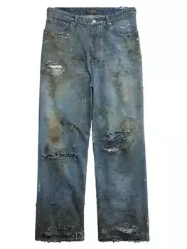 Суперразрушенные мешковатые брюки Balenciaga, синий