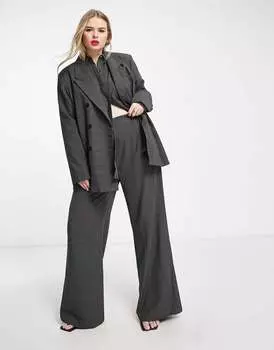 Суперширокие брюки Extro & Vert в сине-зеленую тонкую полоску