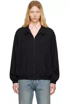 Супертонкая тропическая шерстяная куртка на молнии Auralee, черный