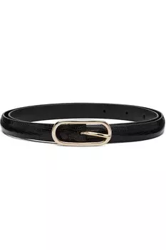 Супертонкий пояс из кожи ящерицы с овальной пряжкой Anderson'S, черный