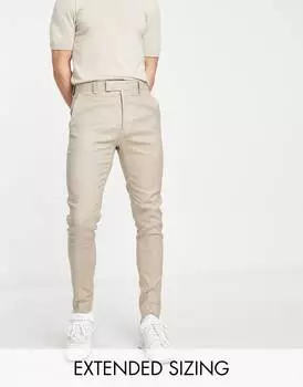 Суперузкие элегантные брюки из смеси льна ASOS DESIGN с камнем