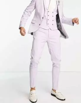 Суперузкие костюмные брюки ASOS Wedding с микротекстурой лавандового цвета