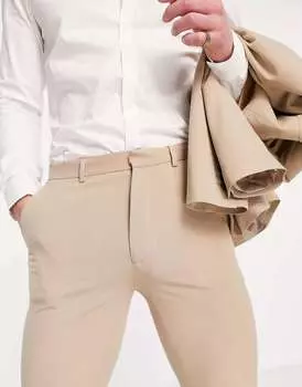 Суперузкие костюмные брюки светло-коричневого цвета ASOS