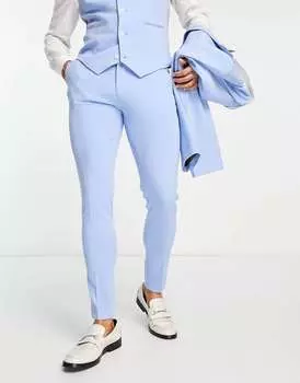 Суперузкие костюмные брюки темно-синего цвета ASOS