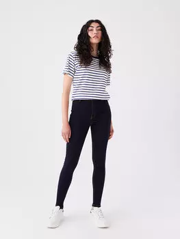 Суперузкие женские джинсовые брюки с высокой талией и флисовой подкладкой LCW Jeans, темное родео