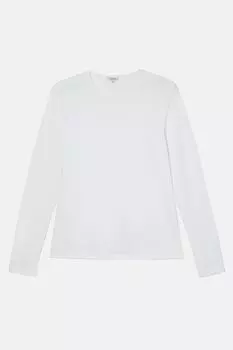 Supima Хлопковая белая футболка с длинными рукавами Jigsaw, белый