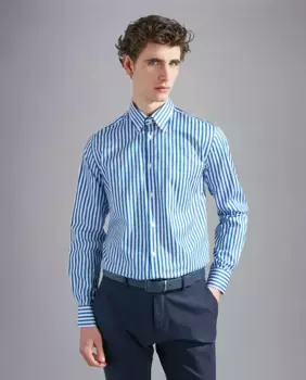 Supima полосатая мужская рубашка Paul & Shark, синий